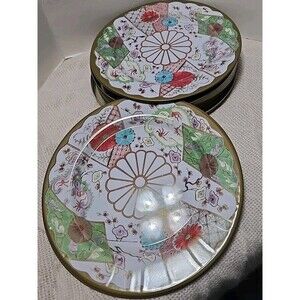 MMA COLLECTION ENGLISH IMARI WORCESTER TIN PLATES SET OF 6 W/CASE #10-09356-5